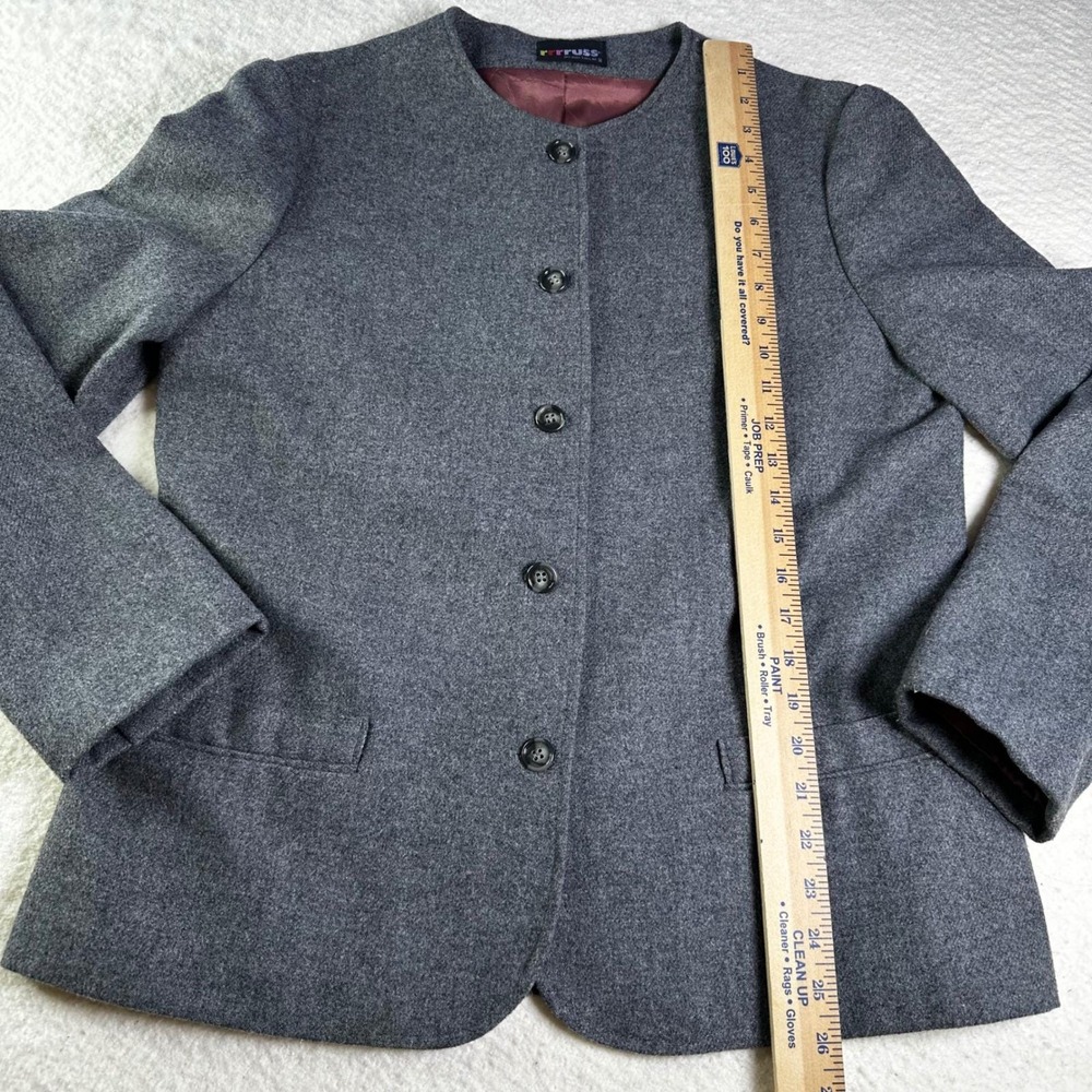 VTG RRRRuss Russ Togs INC Gray Button Front Career Wool Blazer Jacket Union - Picture 6 of 10
